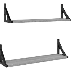 Étagères-vidaXL Étagères murales 2 pcs 60x15x15,5 cm Sonoma gris