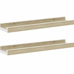Étagères-vidaXL Étagères murales 2 pcs blanc et chêne sonoma 40x9x3 cm Blanc et ch&ecirc;ne sonoma