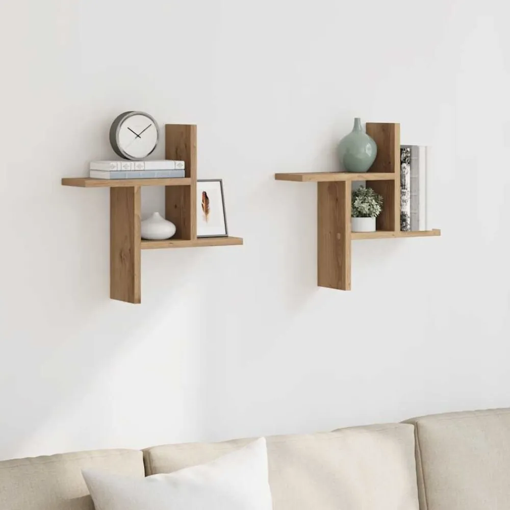 Étagères-vidaXL Étagères murales 2 pcs chêne artisanal bois d'ingénierie Chêne