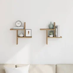 Étagères-vidaXL Étagères murales 2 pcs chêne artisanal bois d'ingénierie Chêne
