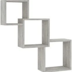 Étagères-vidaXL Étagères murales cubiques 68x15x68cm bois ingénierie Gris béton