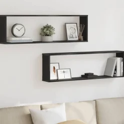 vidaXL Étagères murales cube 2 pcs chêne noir 100x15x30 cm bois
