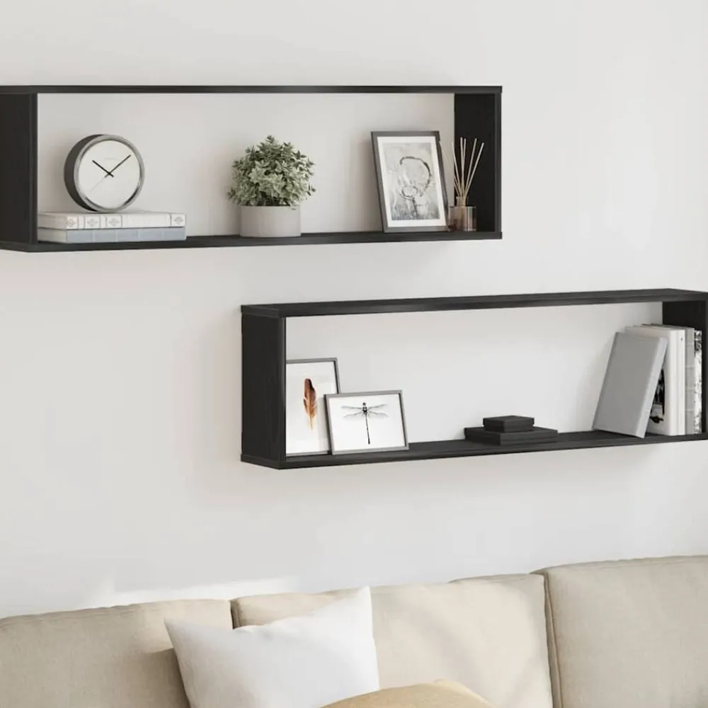 vidaXL Étagères murales cube 2 pcs chêne noir 100x15x30 cm bois