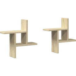 Étagères-vidaXL Étagères murales 2pcs chêne sonoma 38x12x38cm bois d'ingénierie Ch&ecirc;ne sonoma