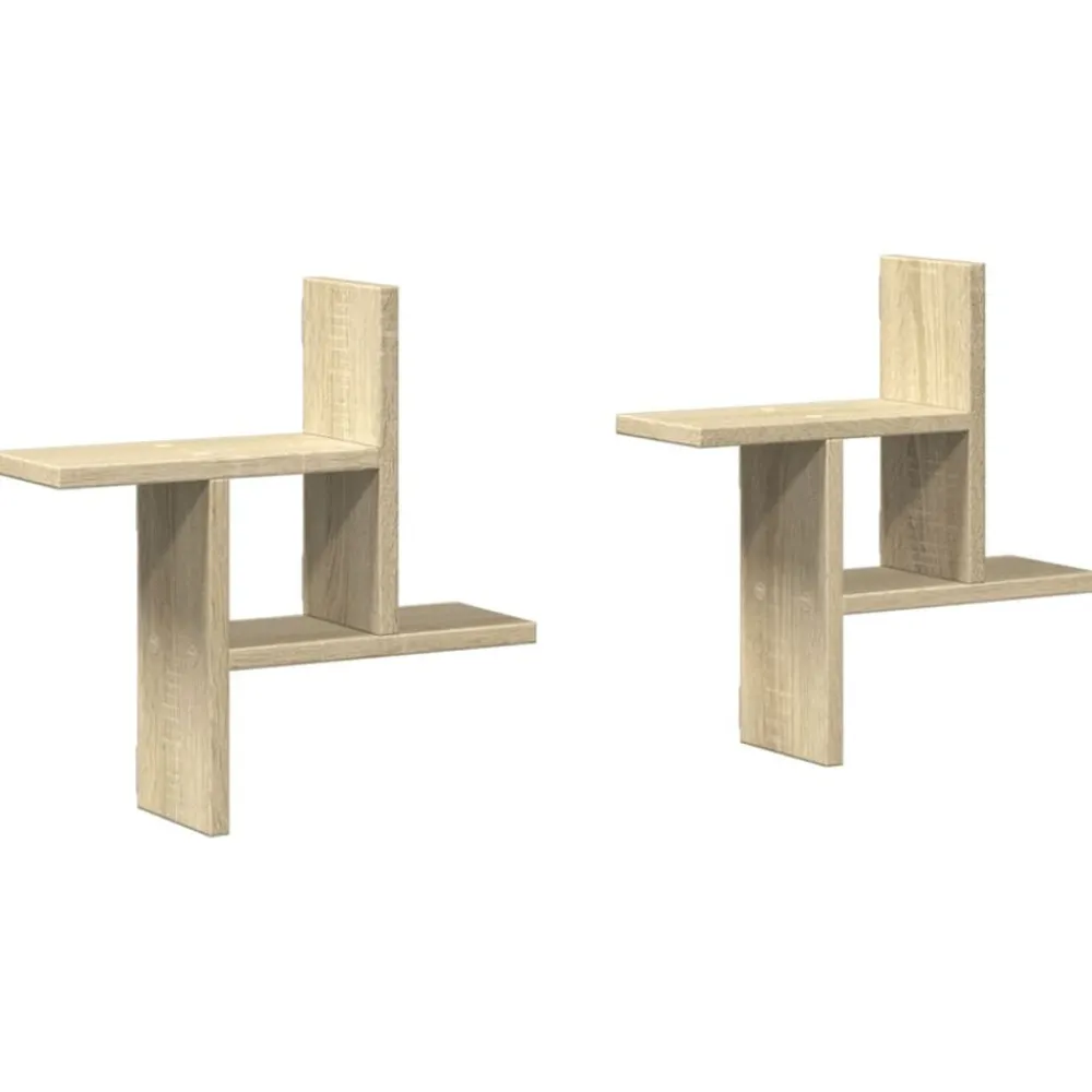 Étagères-vidaXL Étagères murales 2pcs chêne sonoma 38x12x38cm bois d'ingénierie Chêne sonoma