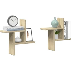 Étagères-vidaXL Étagères murales 2pcs chêne sonoma 38x12x38cm bois d'ingénierie Ch&ecirc;ne sonoma