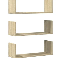 Étagères-vidaXL Étagères murales 3pcs chêne sonoma 58x18x18cm bois d'ingénierie Ch&ecirc;ne sonoma
