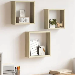 vidaXL Étagères murales sous forme de cube 3 pcs Chêne sonoma