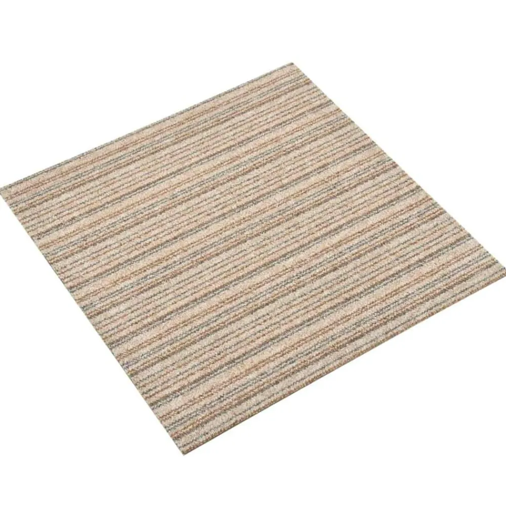 Matériaux De Construction-vidaXL Tapis 20 pcs 50 x 50 cm 100% Polypropylène Beige rayé