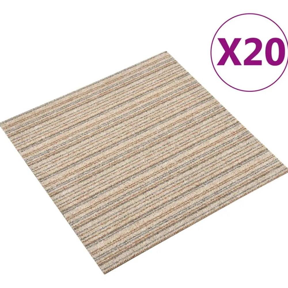 Matériaux De Construction-vidaXL Tapis 20 pcs 50 x 50 cm 100% Polypropylène Beige rayé