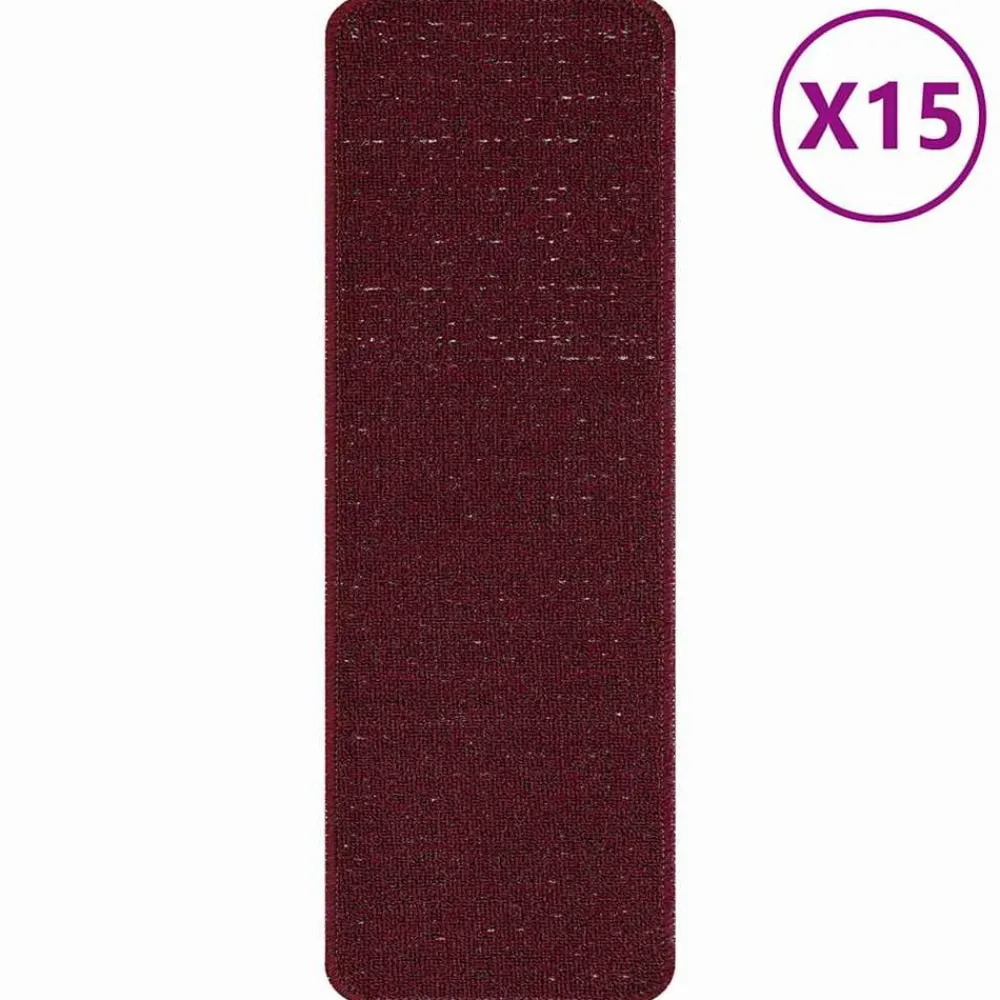 vidaXL Tapis Antidérapants pour Escaliers 15 pcs Bordeaux 60 x 25 cm