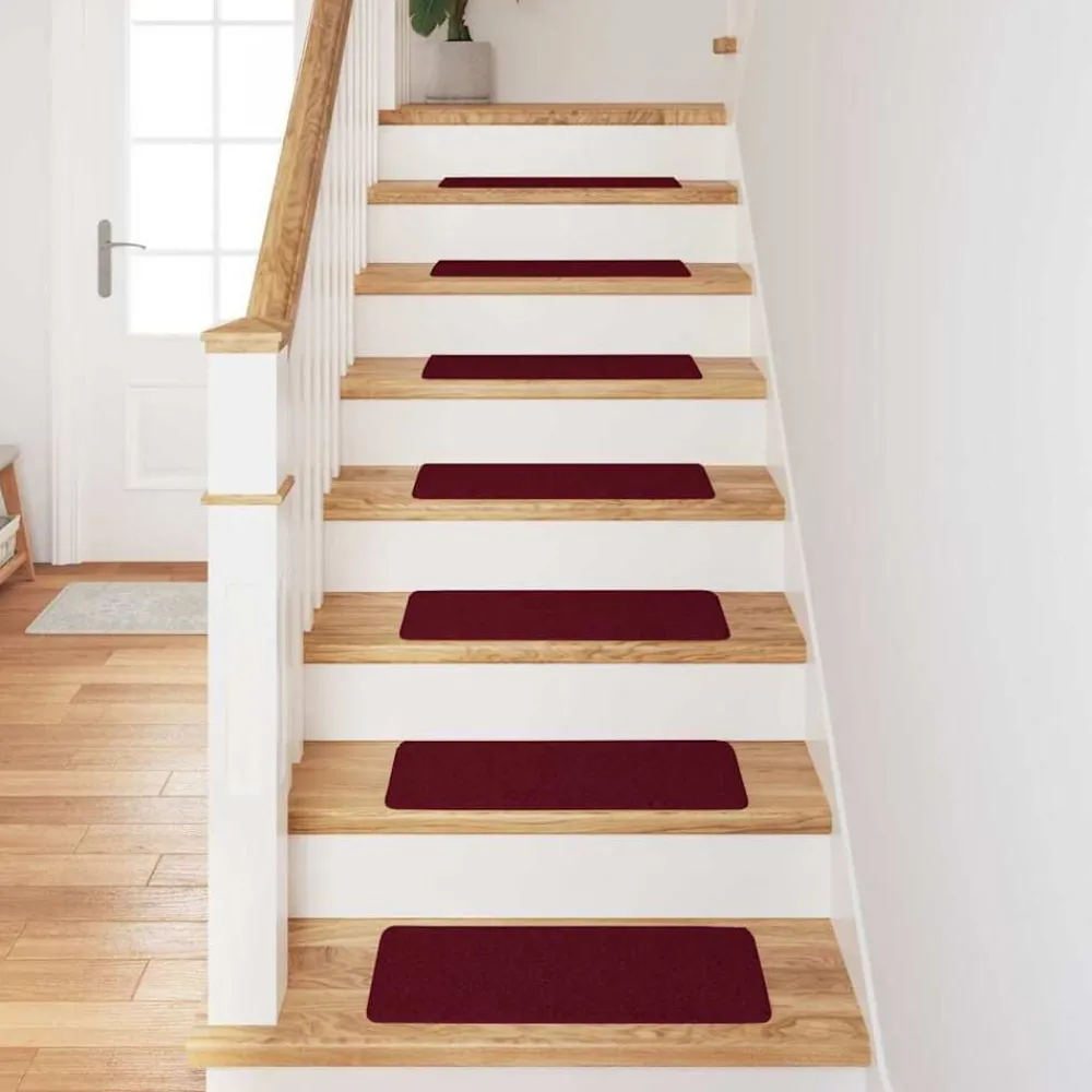 vidaXL Tapis Antidérapants pour Escaliers 15 pcs Bordeaux 60 x 25 cm