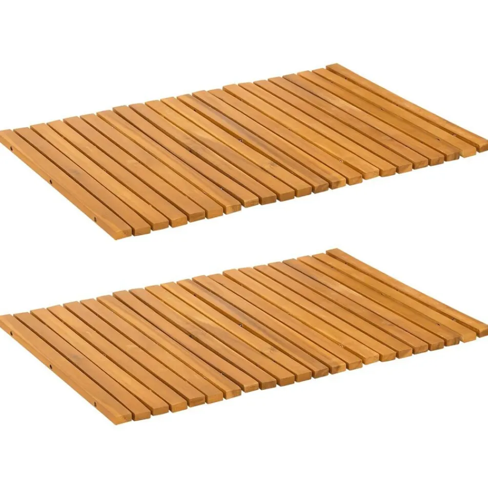 vidaXL Tapis de bain Marron 60 x 40 cm Bois d'Acacia Massif
