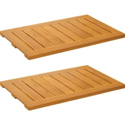 Accessoires De Salle De Bain-vidaXL Tapis de bain Uni Marron 60 x 40 cm bois