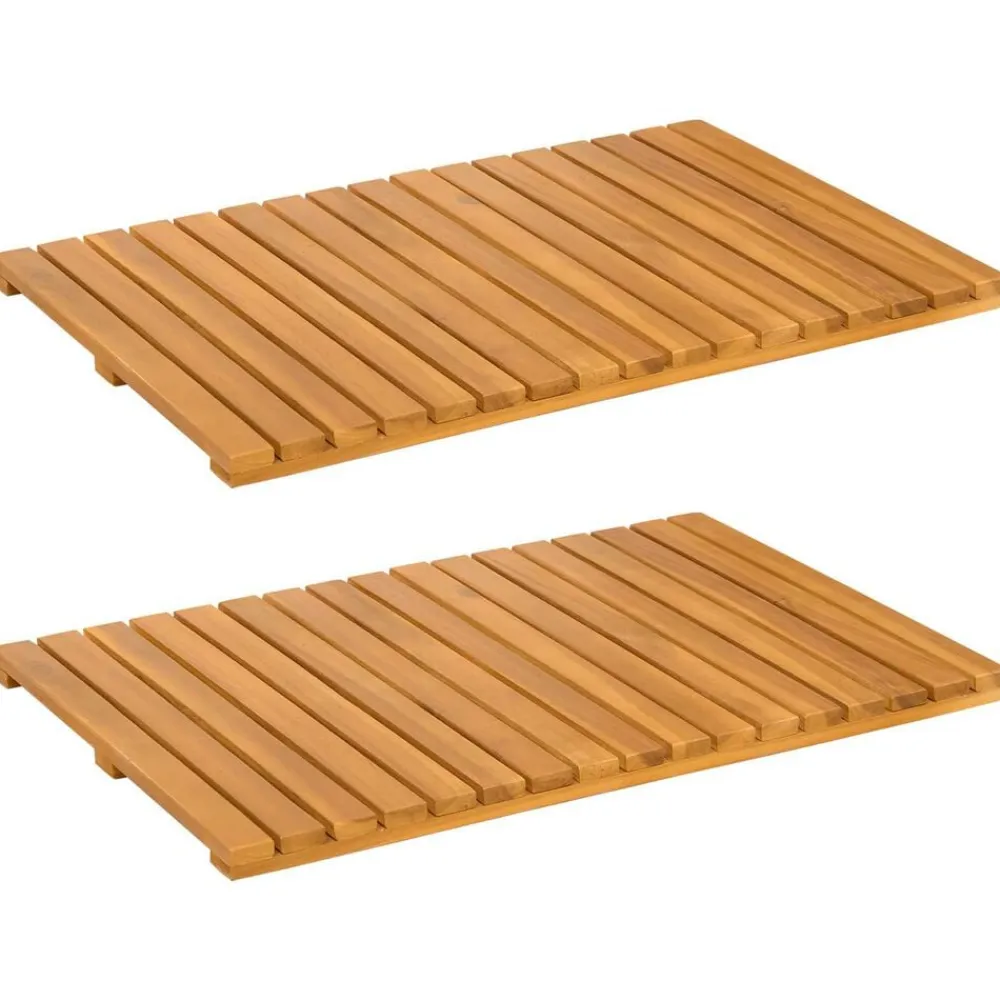 vidaXL Tapis de bain Uni Marron 60 x 40 cm bois