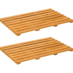 vidaXL Tapis de bain Uni Marron 100 x 53 cm bois