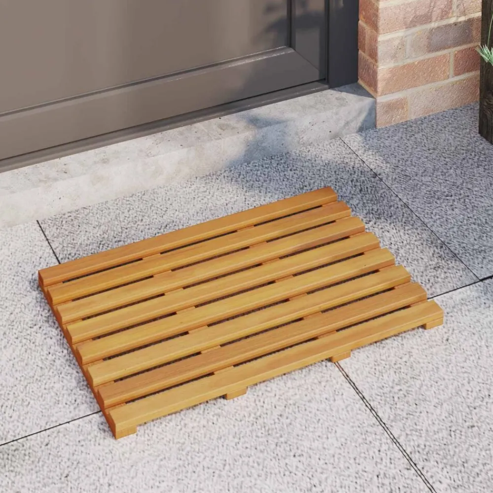 vidaXL Tapis de bain Uni Marron 100 x 53 cm bois