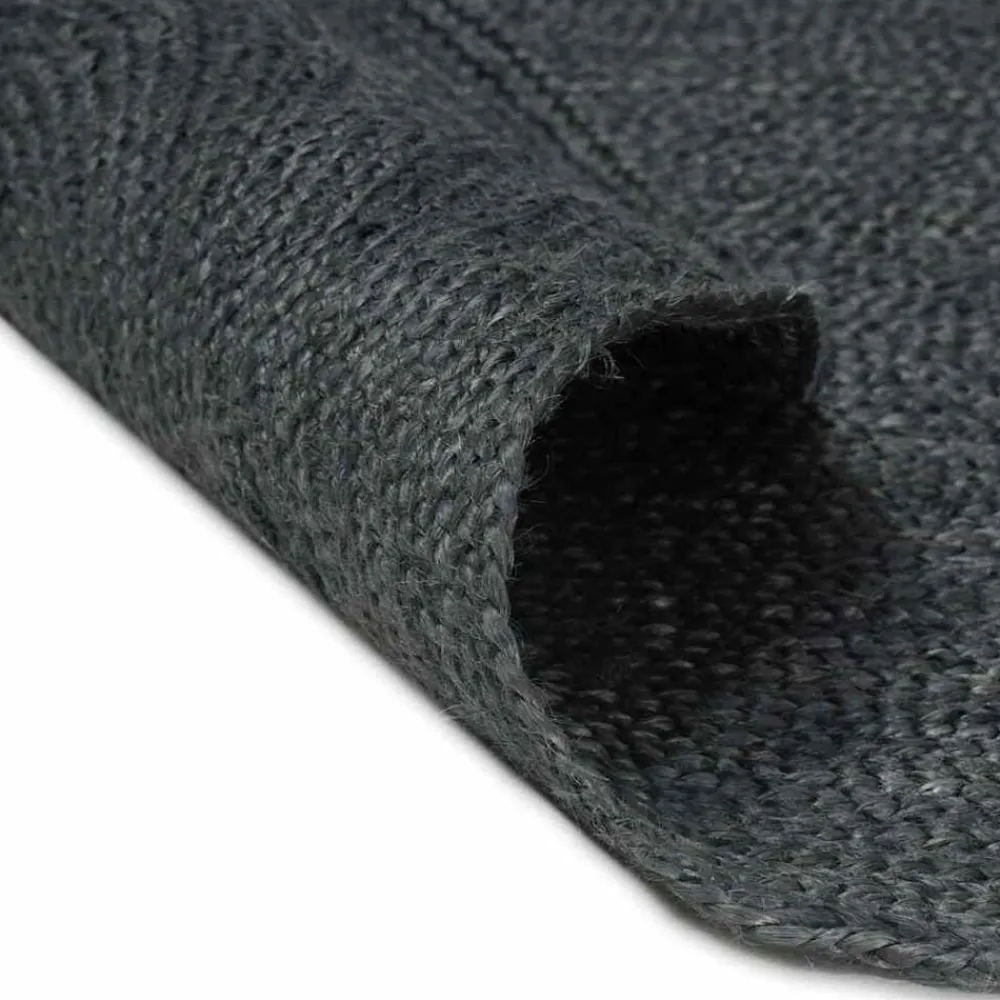 Décorations-vidaXL Tapis de surface ovale Noir 100 x 152 cm Jute Gris foncé