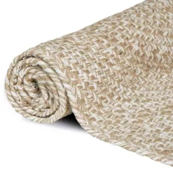 vidaXL Tapis de surface Rectangulaire Naturel et Blanc 60 x 110 cm