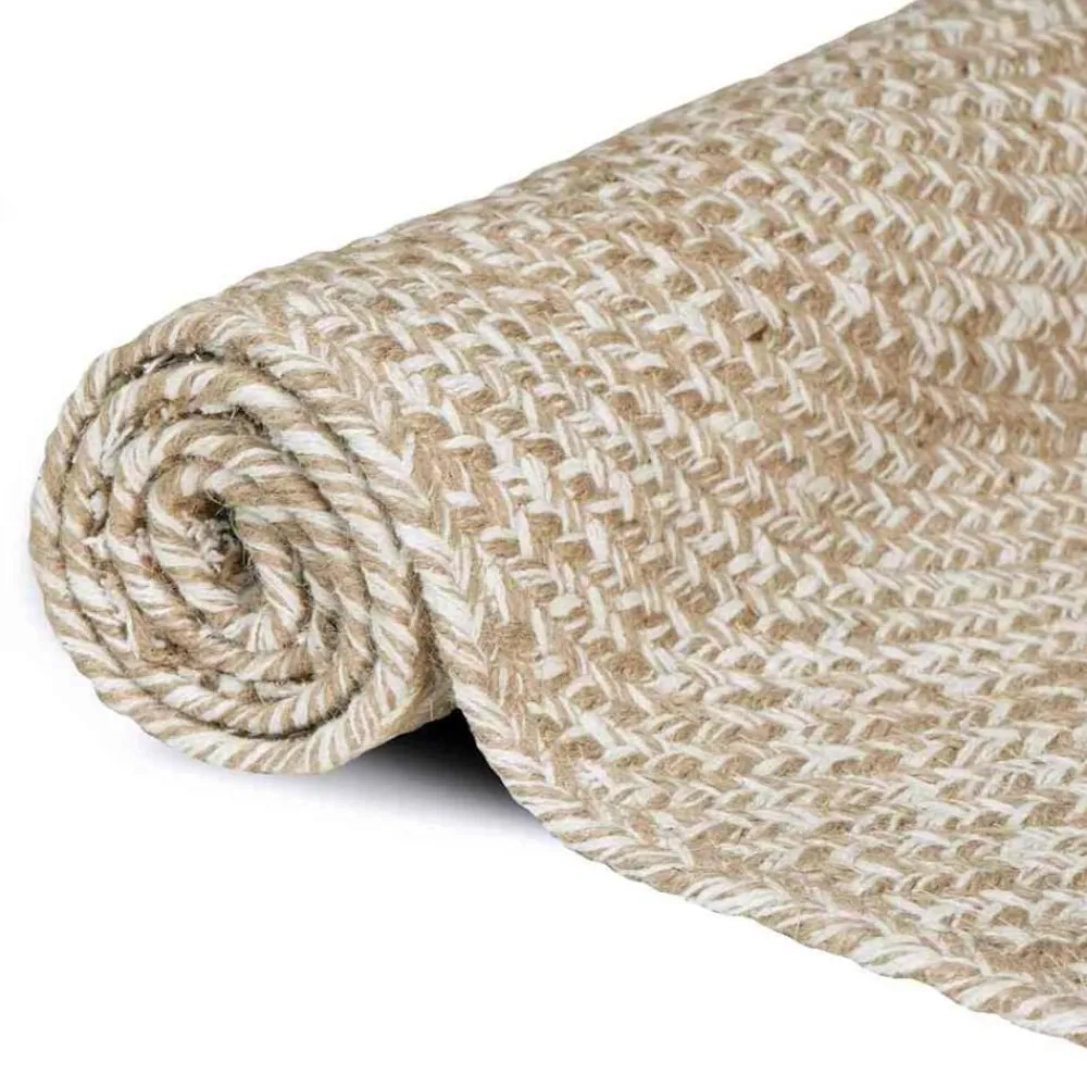 vidaXL Tapis de surface Rectangulaire Naturel et Blanc 60 x 110 cm