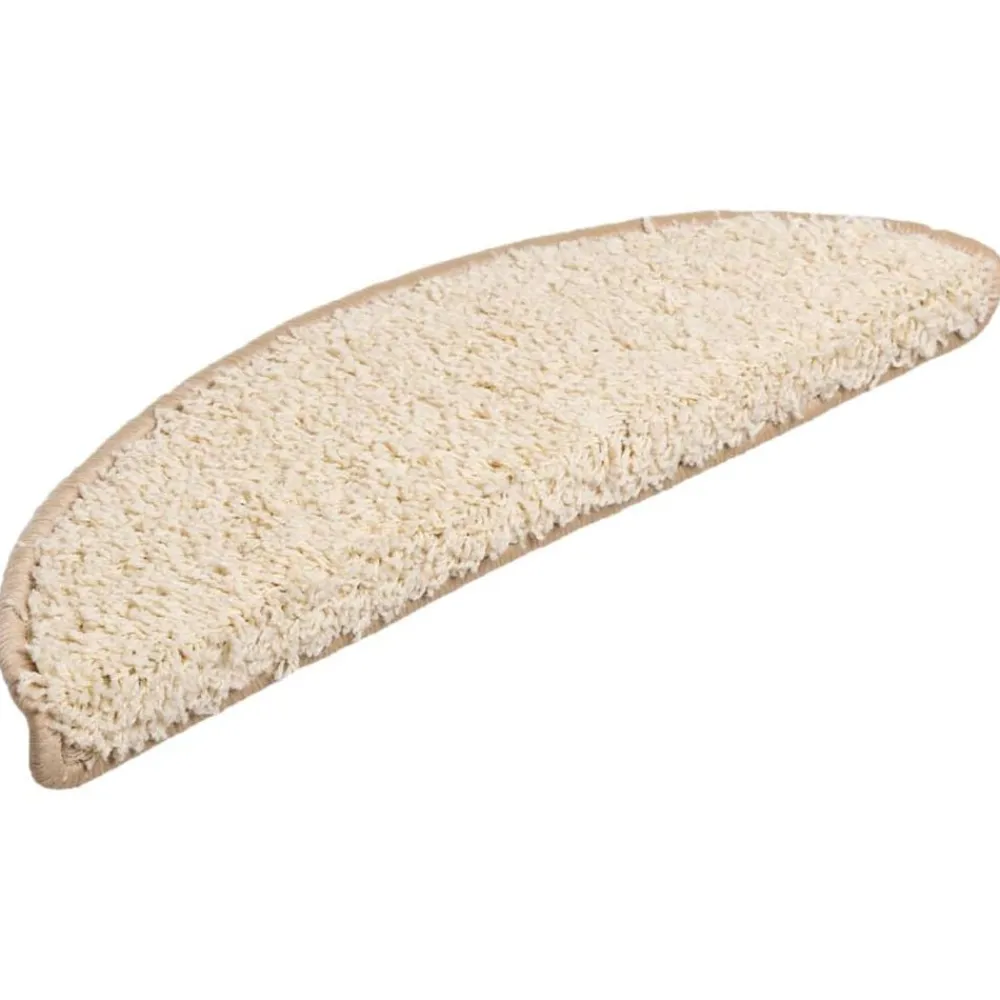 Produits Ménagers-vidaXL Tapis d'escalier 15 pièces 56 x 17 x 3 cm Crème Demi-rond Crème