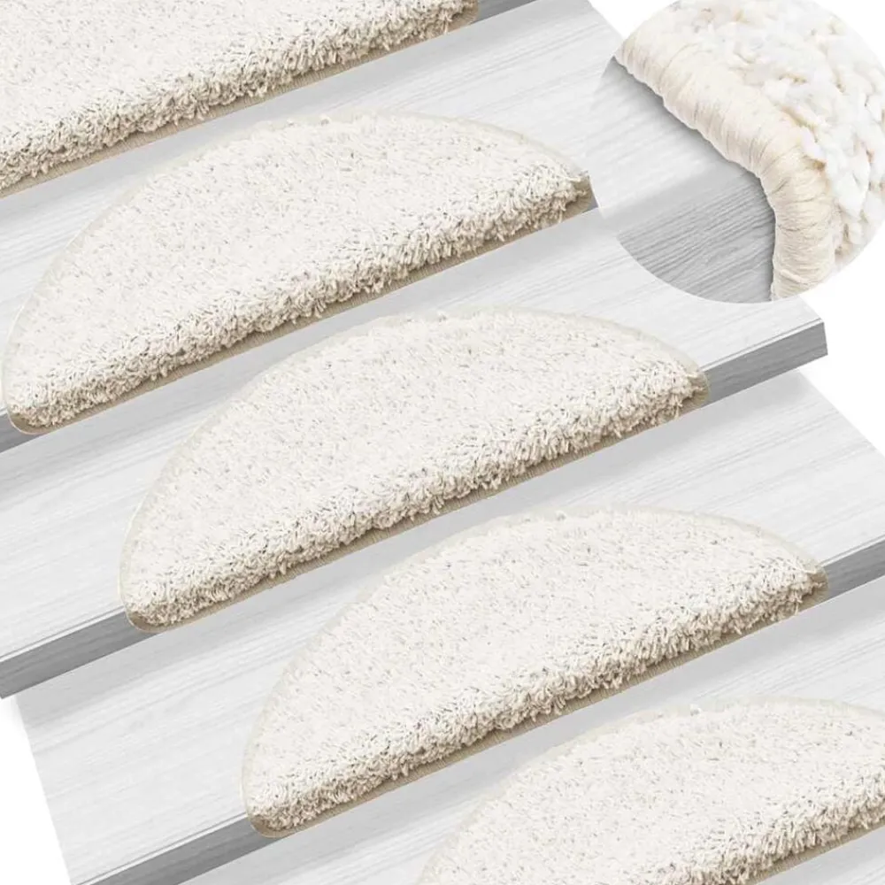 vidaXL Tapis d'escalier 15 pièces 56 x 17 x 3 cm Demi-rond