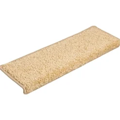 vidaXL Tapis d'escalier 15 pièces 65 x 21 x 4 cm Crème Bord rectangulaire