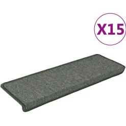 Produits Ménagers-vidaXL Tapis d'escalier 15 pièces 65 x 21 x 4 cm Bordure rectangulaire Vert foncé