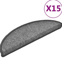 Produits Ménagers-vidaXL Tapis d'escalier 15 pièces 56 x 17 x 3 cm Demi-rond Gris foncé