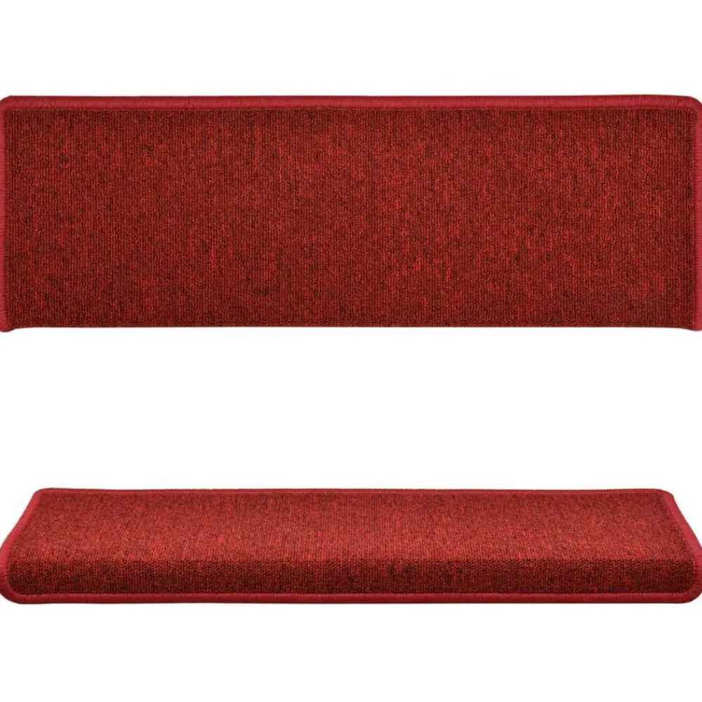 Produits Ménagers-vidaXL Tapis d'escalier 15 pièces 65 x 21 x 4 cm Bordure rectangulaire Rouge