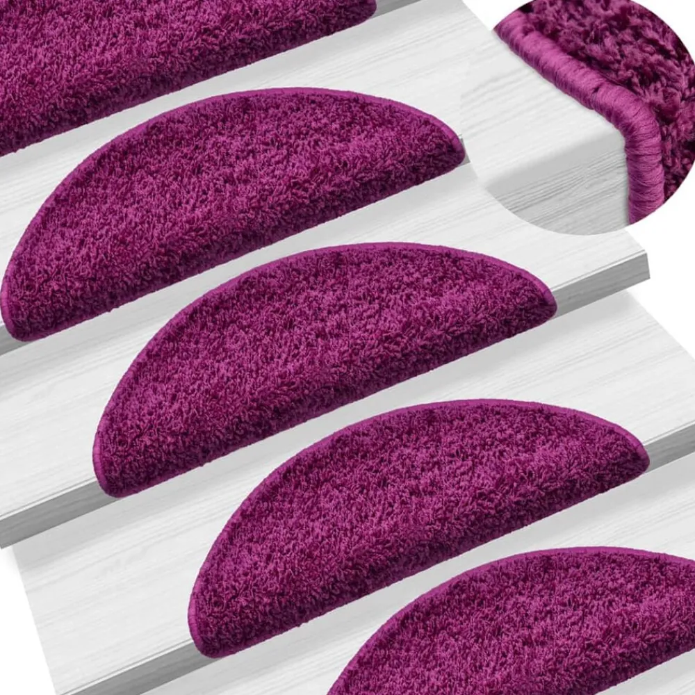 Produits Ménagers-vidaXL Tapis d'escalier 15 pièces 56 x 17 x 3 cm Demi-rond Violet