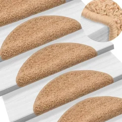 Produits Ménagers-vidaXL Tapis d'escalier 15 pièces 56 x 17 x 3 cm Demi-rond Beige