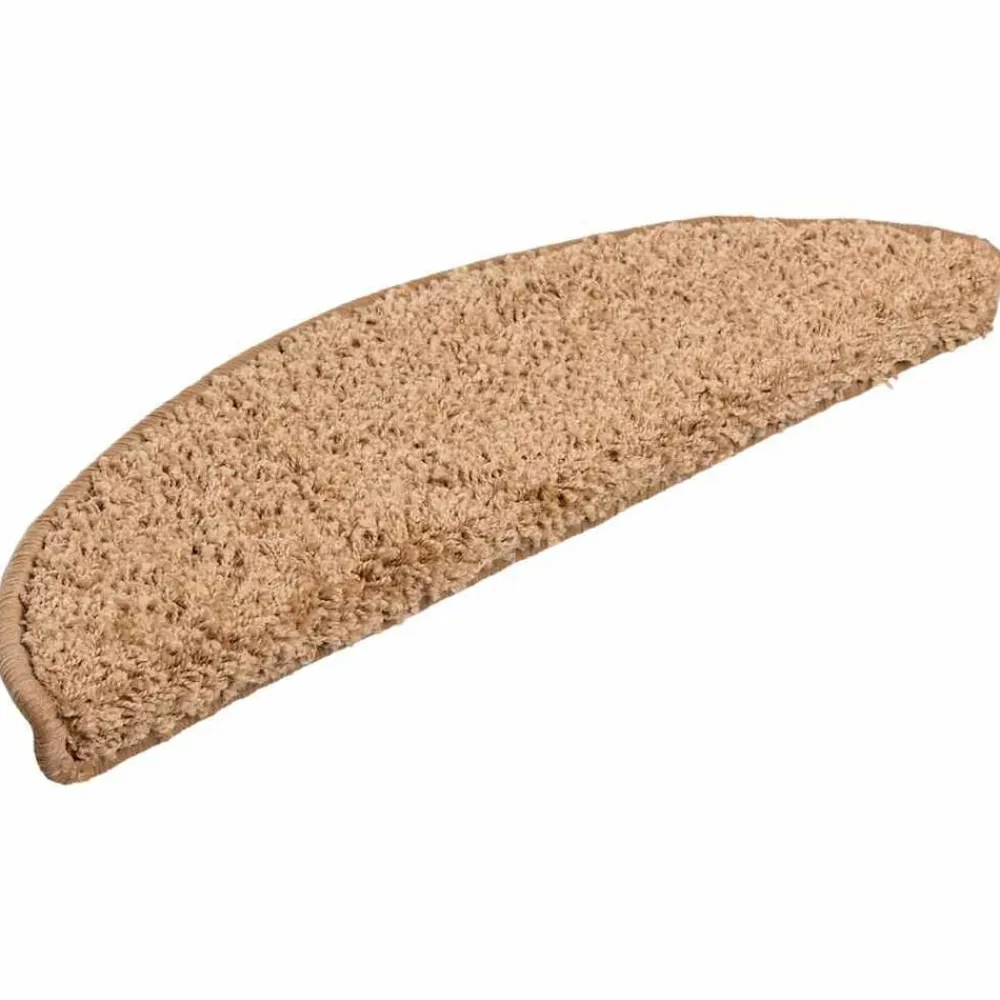 Produits Ménagers-vidaXL Tapis d'escalier 15 pièces 56 x 17 x 3 cm Demi-rond Beige