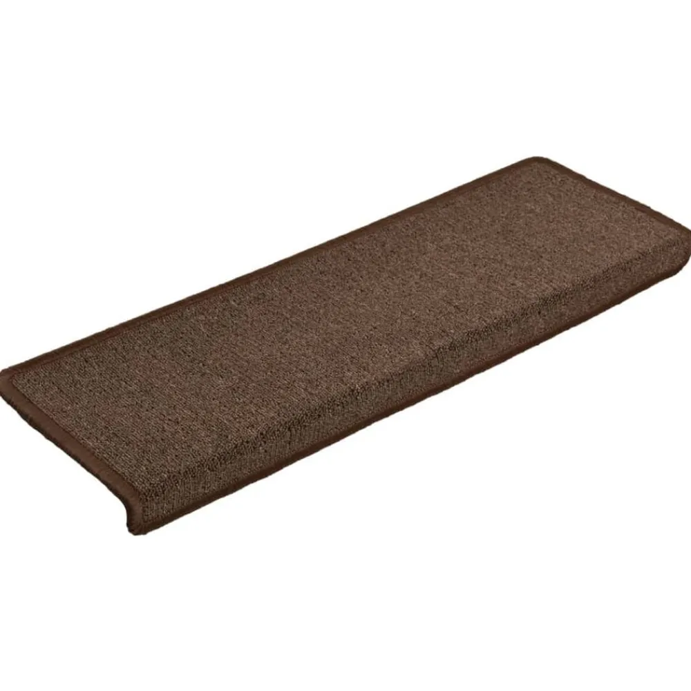 vidaXL Tapis d'escalier 15 pièces 65 x 21 x 4 cm Marron Bord rectangulaire