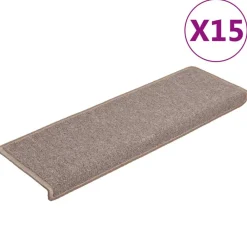 Produits Ménagers-vidaXL Tapis d'escalier 15 pièces 65 x 21 x 4 cm Bord rectangulaire Marron clair