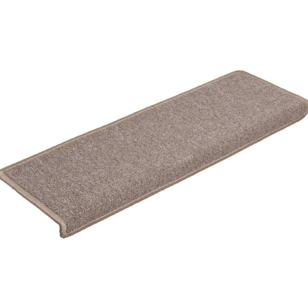 Produits Ménagers-vidaXL Tapis d'escalier 15 pièces 65 x 21 x 4 cm Bord rectangulaire Marron clair