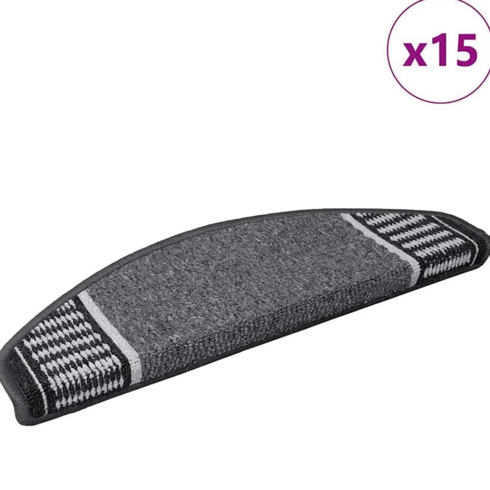 Produits Ménagers-vidaXL Tapis d'escalier auto-adhésifs 15 pcs 65 x 21 x 4 cm Anthracite