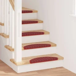 Produits Ménagers-vidaXL Tapis d'escalier auto-adhésifs 15 pcs 56 x 17 x 3 cm Rouge