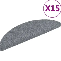 Produits Ménagers-vidaXL Tapis d'escalier autocollants 15 pièces 56 x 17 x 3 cm Demi-rond Gris clair