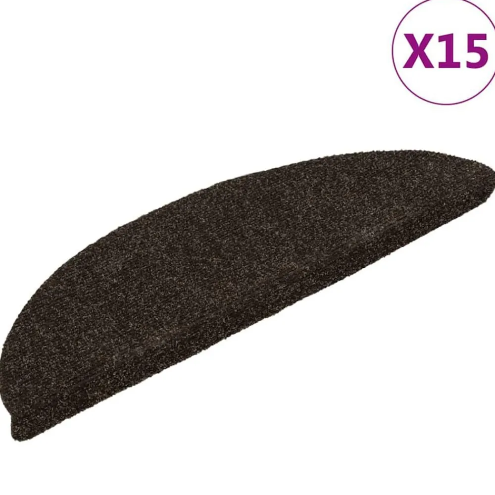 vidaXL Tapis d'escalier auto-adhésifs 15 pièces 56 x 17 x 3 cm Demi-rond