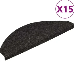 Produits Ménagers-vidaXL Tapis d'escalier autocollants 15 pcs 56x17x3 cm Noir