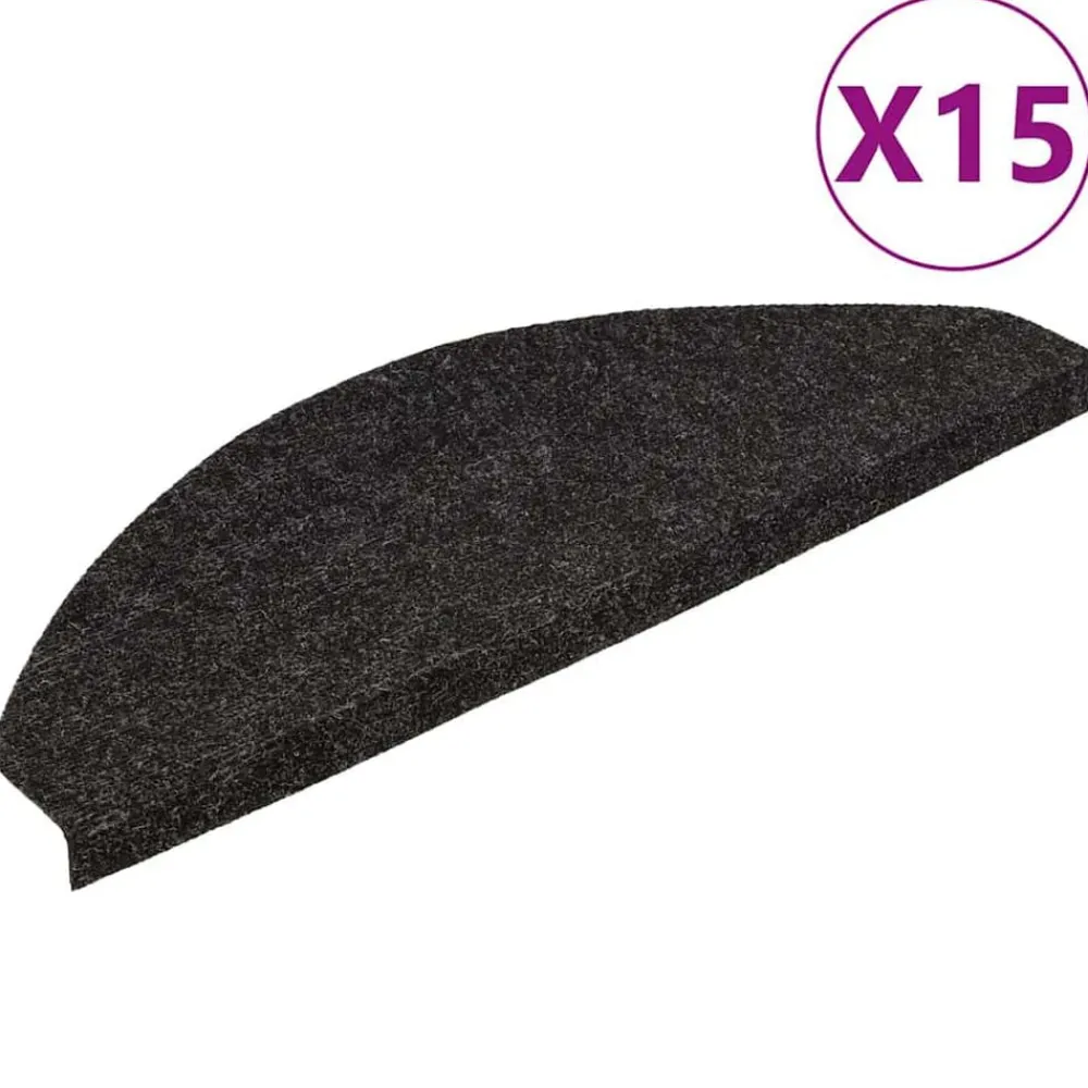 Produits Ménagers-vidaXL Tapis d'escalier autocollants 15 pcs 56x17x3 cm Noir