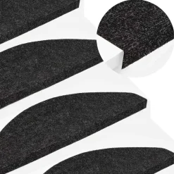 Produits Ménagers-vidaXL Tapis d'escalier autocollants 15 pcs 56x17x3 cm Noir