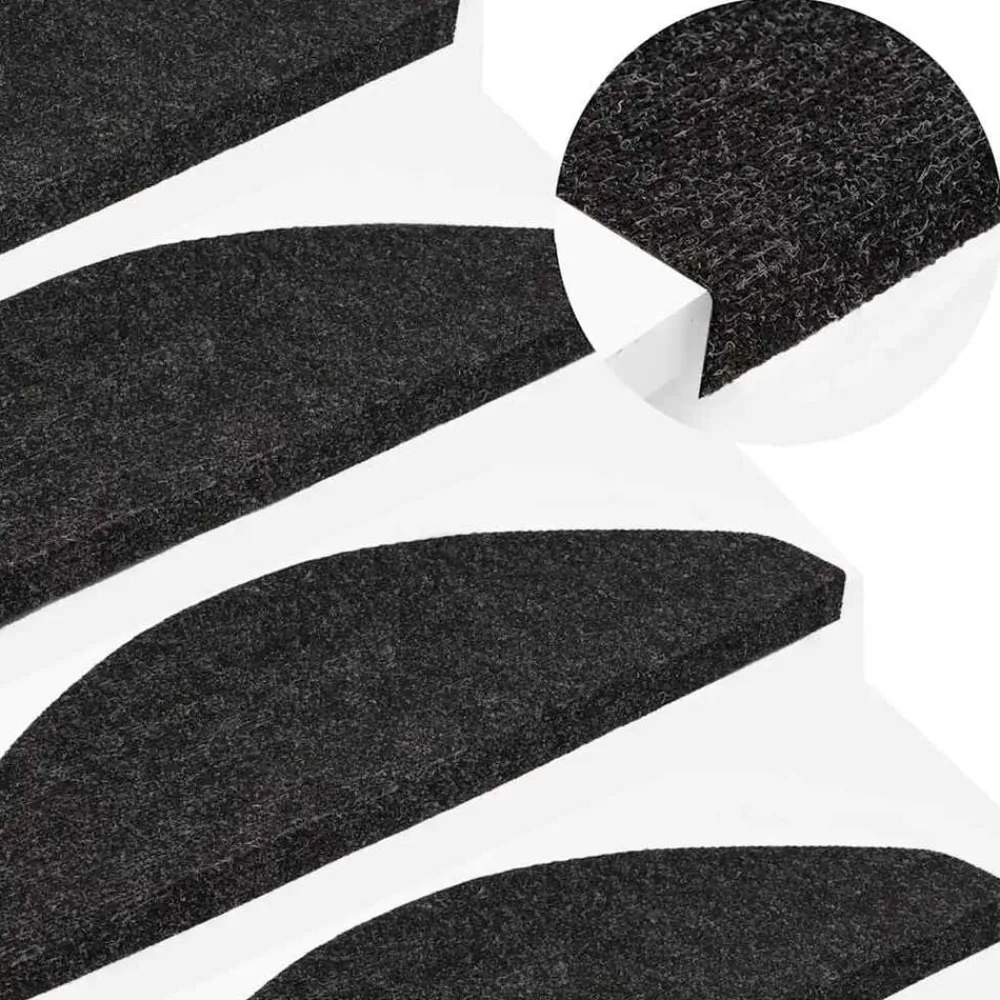 Produits Ménagers-vidaXL Tapis d'escalier autocollants 15 pcs 56x17x3 cm Noir