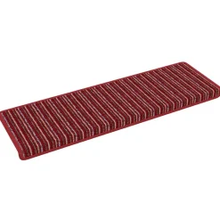 Produits Ménagers-vidaXL Tapis d'escalier auto-adhésifs Rayé 15 pcs 65 x 21 x 4 cm Rouge