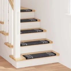 Produits Ménagers-vidaXL Tapis d'escalier auto-adhésifs 15 pcs 65 x 21 x 4 cm Anthracite