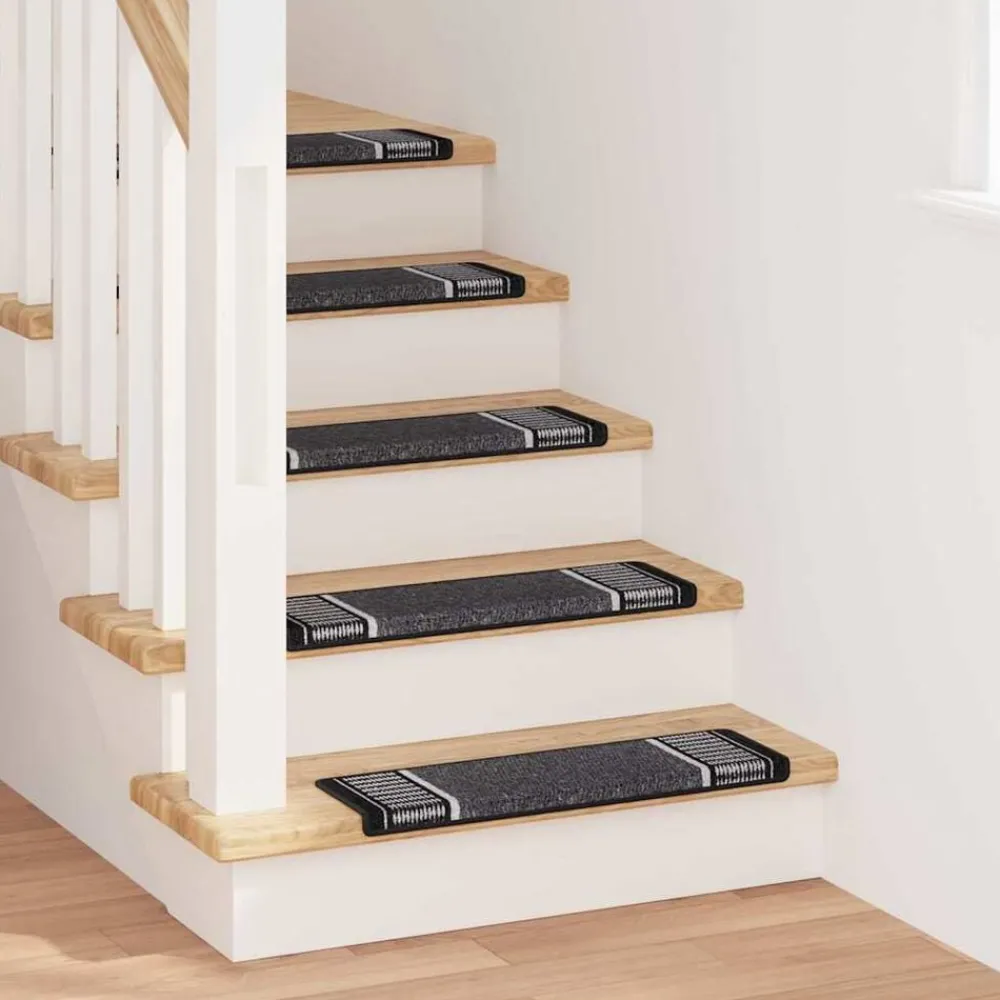 Produits Ménagers-vidaXL Tapis d'escalier auto-adhésifs 15 pcs 65 x 21 x 4 cm Anthracite