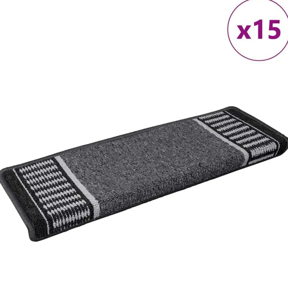 Produits Ménagers-vidaXL Tapis d'escalier auto-adhésifs 15 pcs 65 x 21 x 4 cm Anthracite