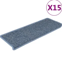 Produits Ménagers-vidaXL Tapis d'escalier autocollants 15 pcs 65x21x4 cm Bleu