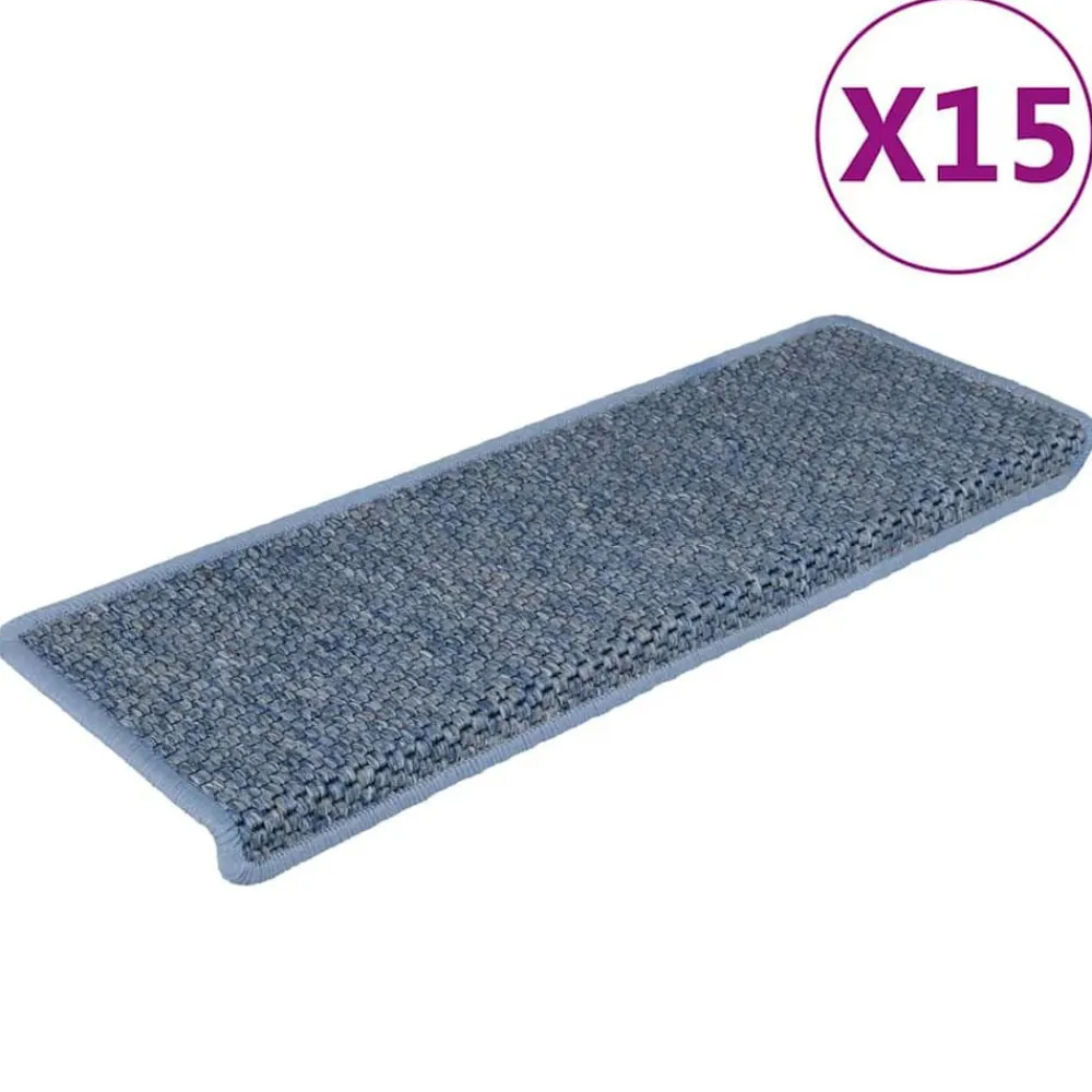 Produits Ménagers-vidaXL Tapis d'escalier autocollants 15 pcs 65x21x4 cm Bleu